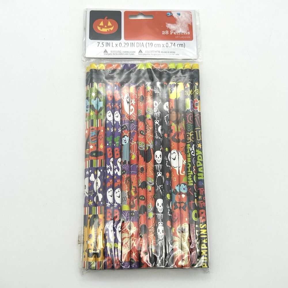 Halloween Pencils Bulk 28 Pack #2 HB Ghost Skeleton Pumpkin Party Classroom